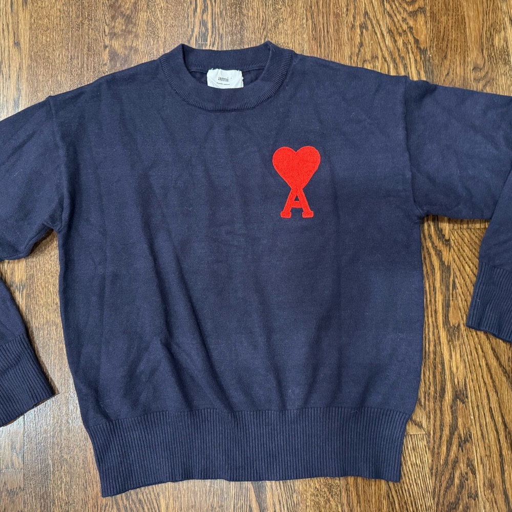 AMI Big Heart Logo Intarsia Knit Size Large